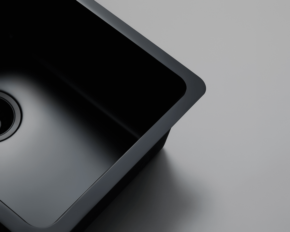 Essentials 520mm Single Bowl Sink in Matte Black | TITAN