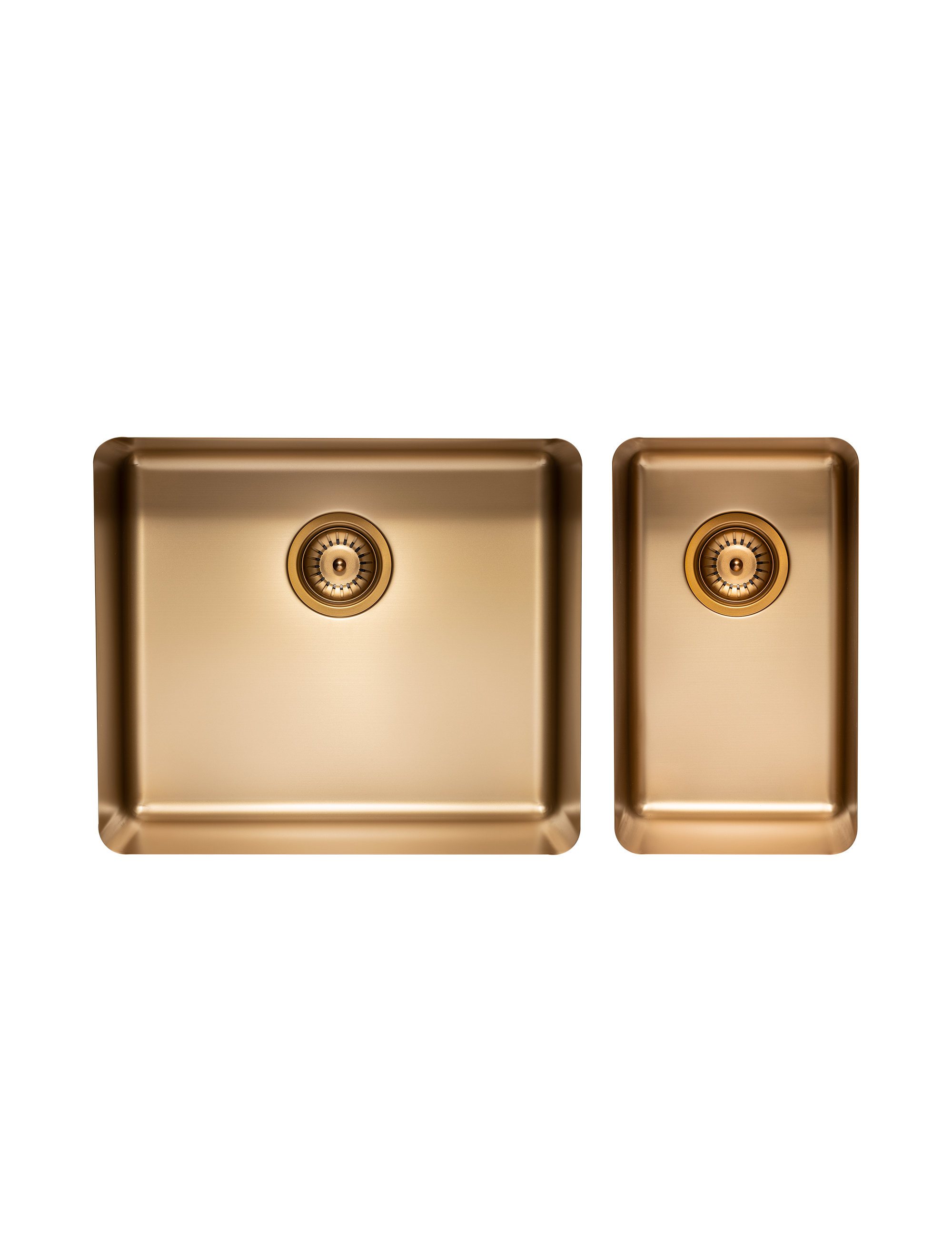 Large & Small Double Bowl Kitchen Sink - Brass