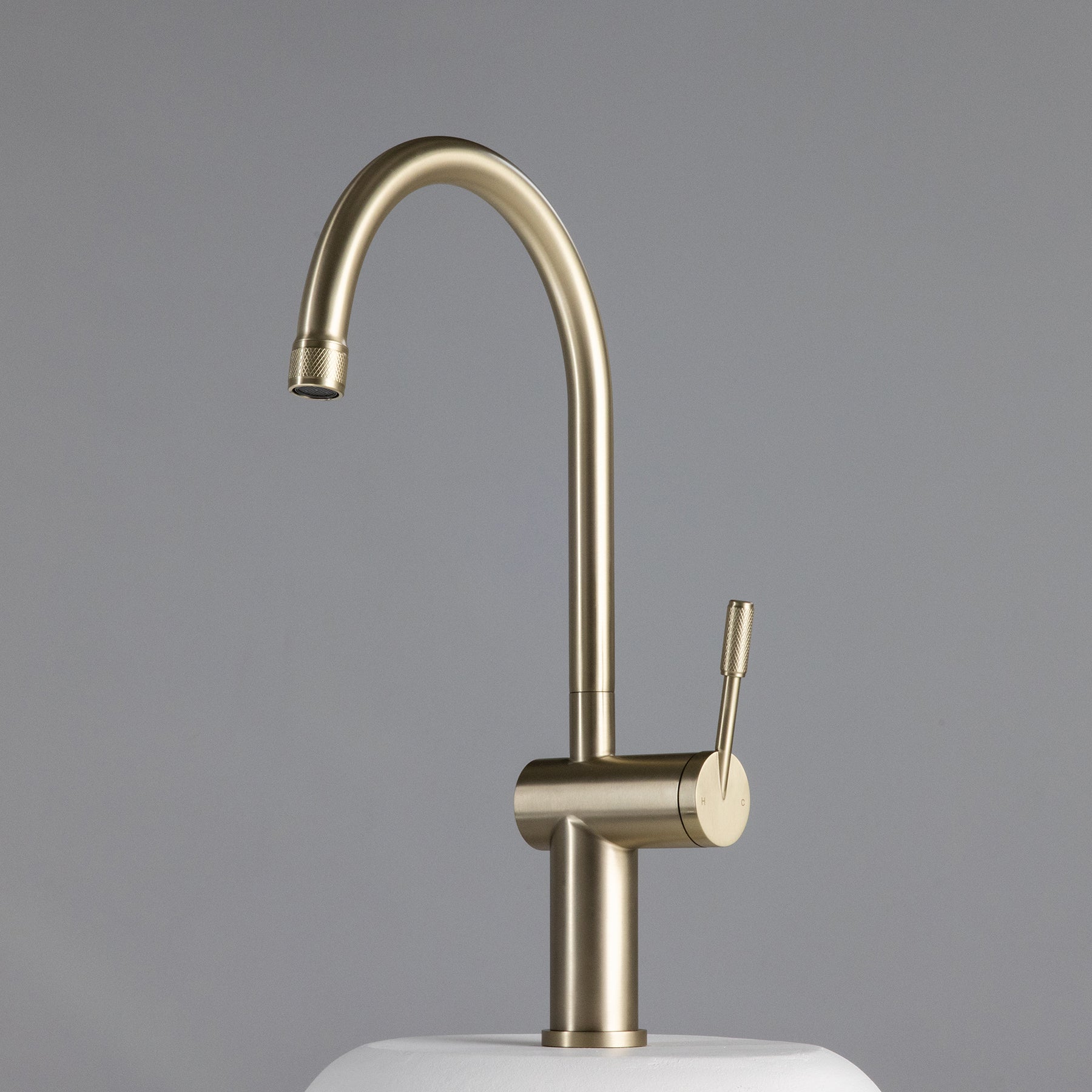 Gooseneck Kitchen Mixer Tap - Pearl Gold